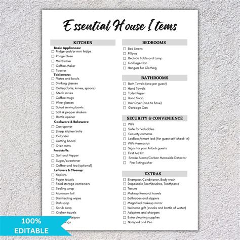 Airbnb Inventory Checklist Template